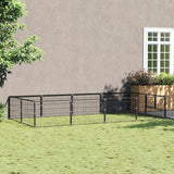 Vidaxxl hundegård 8 m² stål sort