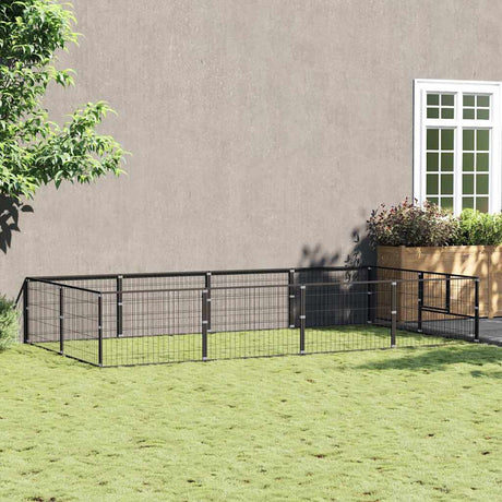 Vidaxxl hundegård 8 m² stål sort