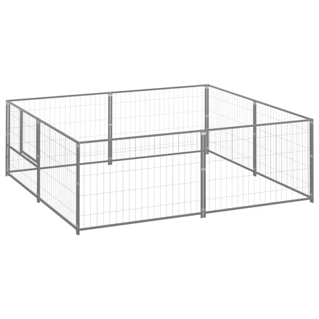 Vidaxxl hundegård 4 m² stål sølvfarvet