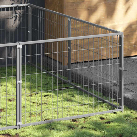 Vidaxxl hundegård 8 m² stål sølv