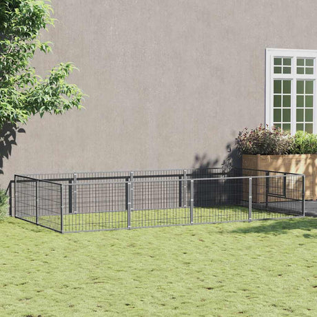 Vidaxxl hundegård 8 m² stål sølv