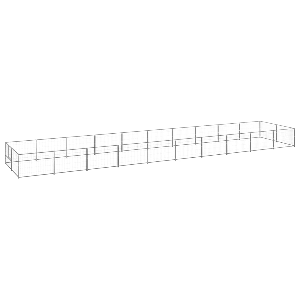 Vidaxl Dog Kennel 20 m² stål sølvfarvet