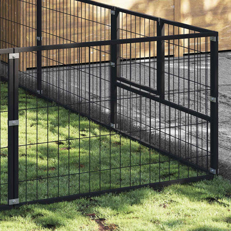 Vidaxxl hundegård 9 m² stål sort