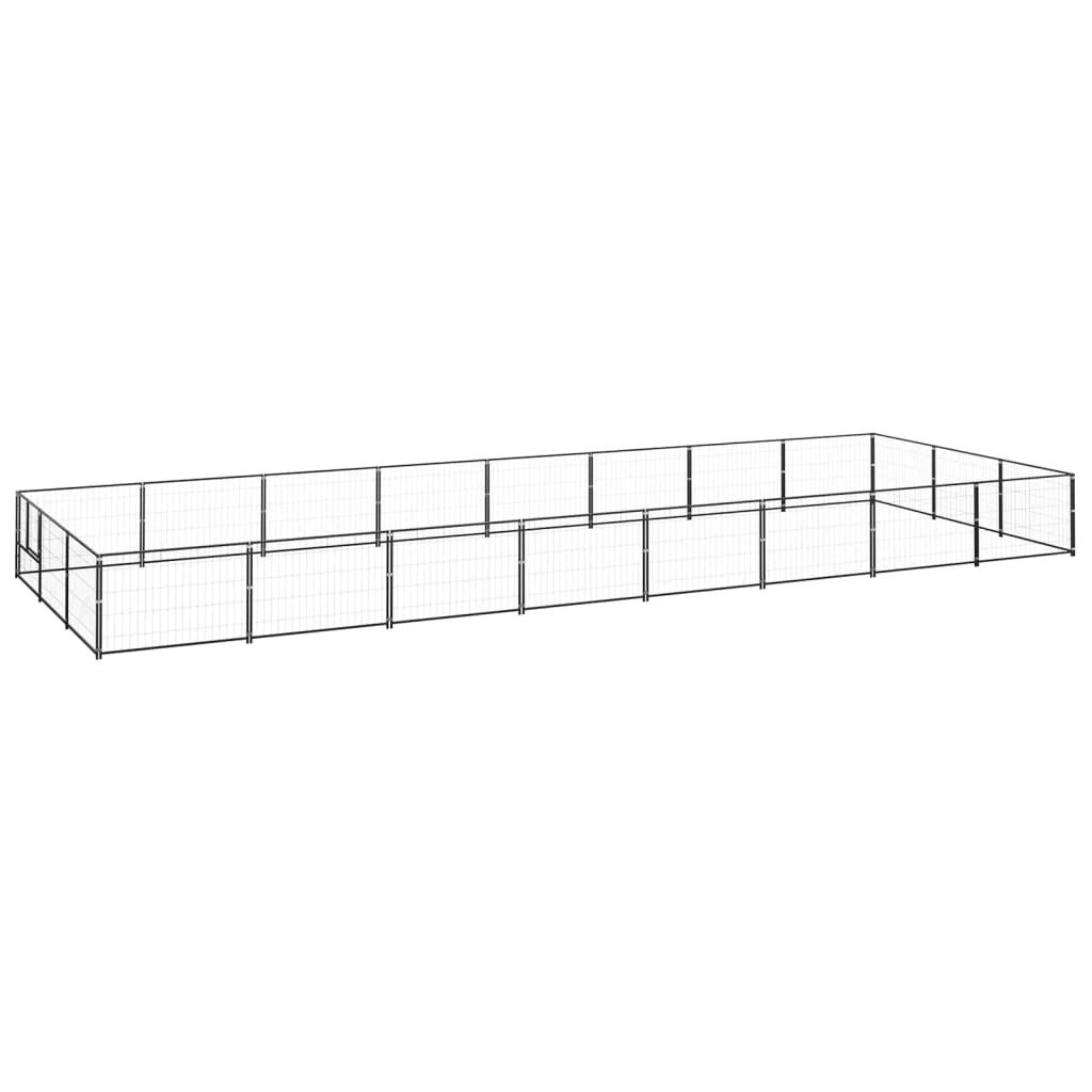 Vidaxl Dog Kennel 24 M² Steel Black