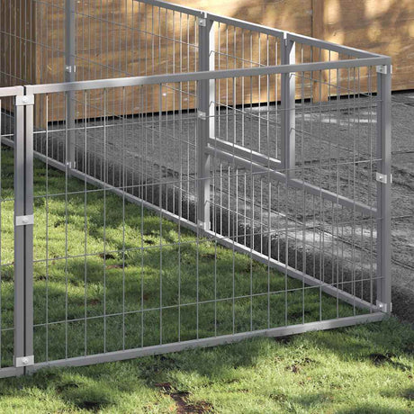 Vidaxxl hundegård 9 m² stål sølv