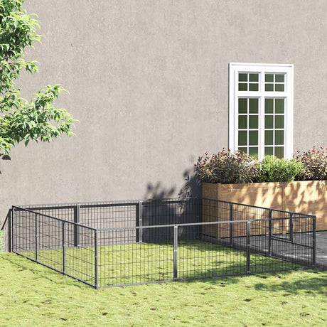 Vidaxxl hundegård 9 m² stål sølv