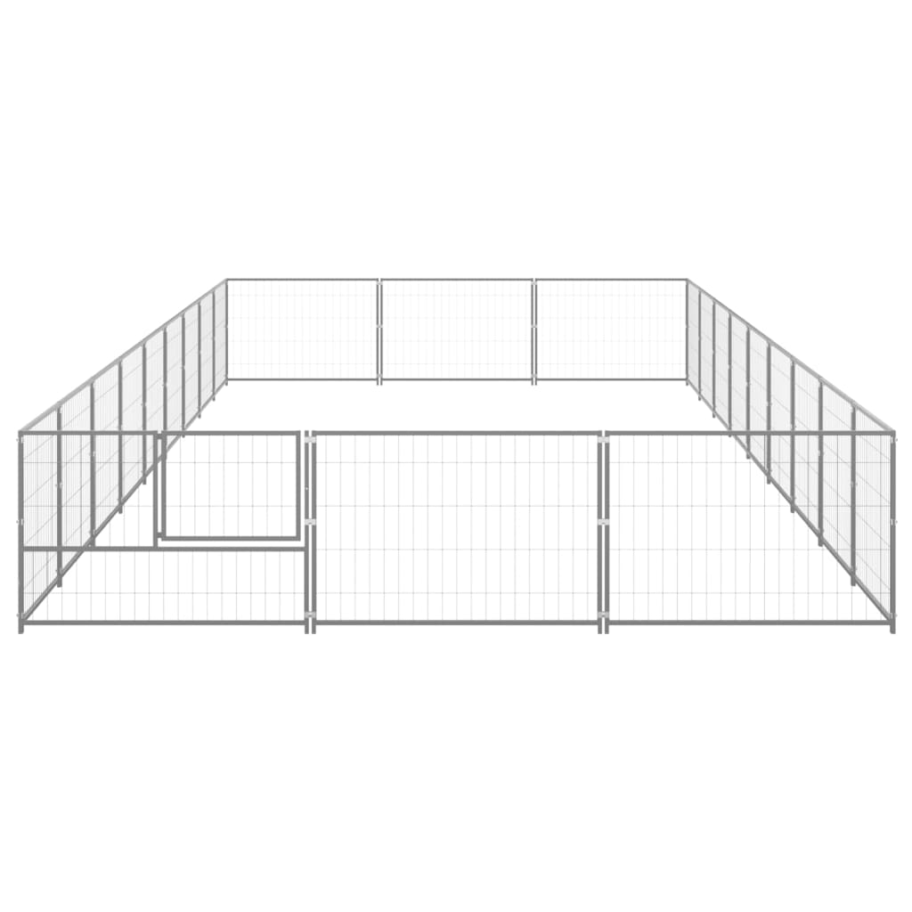 Vidaxl Dog Kennel 27 m² stål sølvfarvet