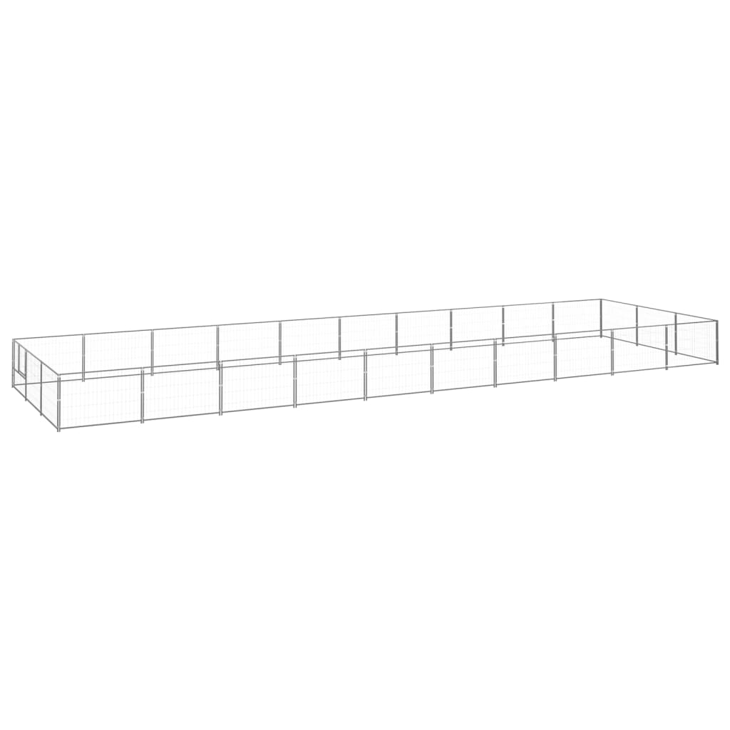 Vidaxl Dog Kennel 30 m² stål sølvfarvet