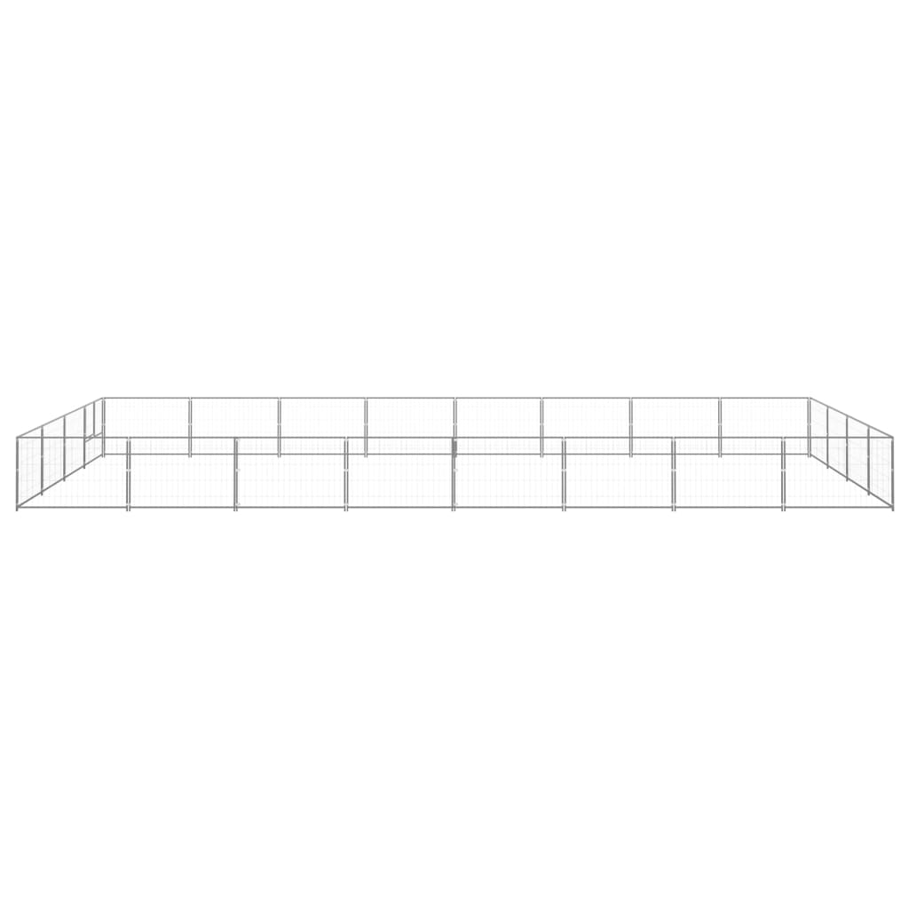 Vidaxl Dog Kennel 32 m² stål sølvfarvet