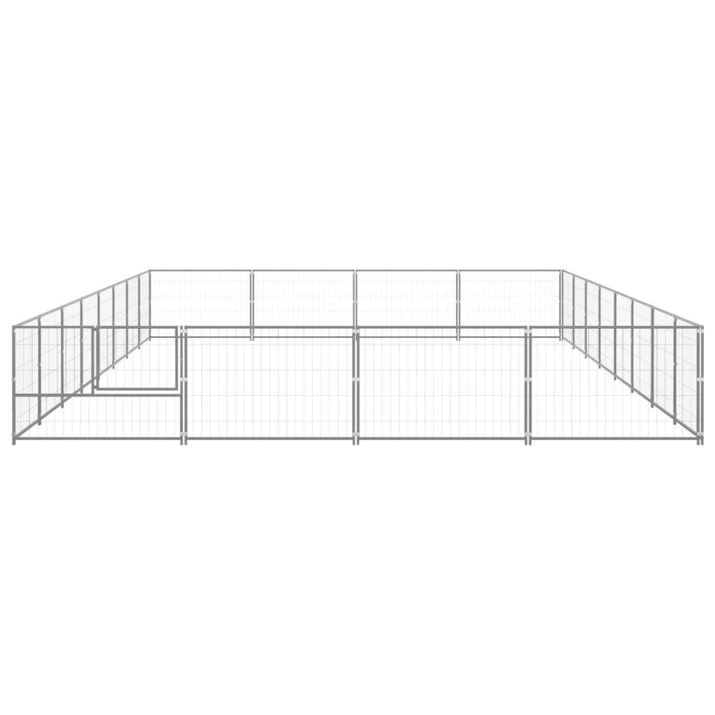 Vidaxl Dog Kennel 32 m² stål sølvfarvet
