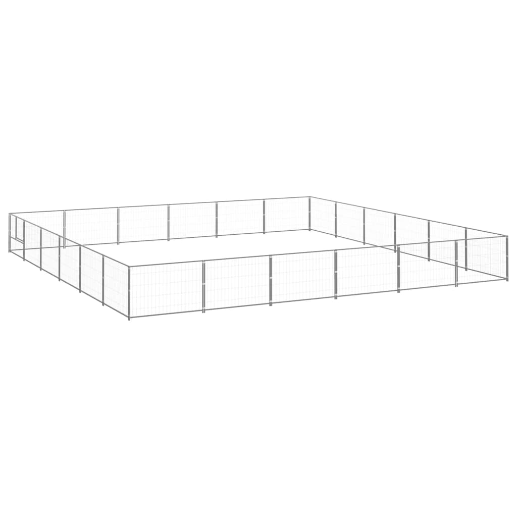 Vidaxl Dog Kennel 36 m² stål sølvfarvet