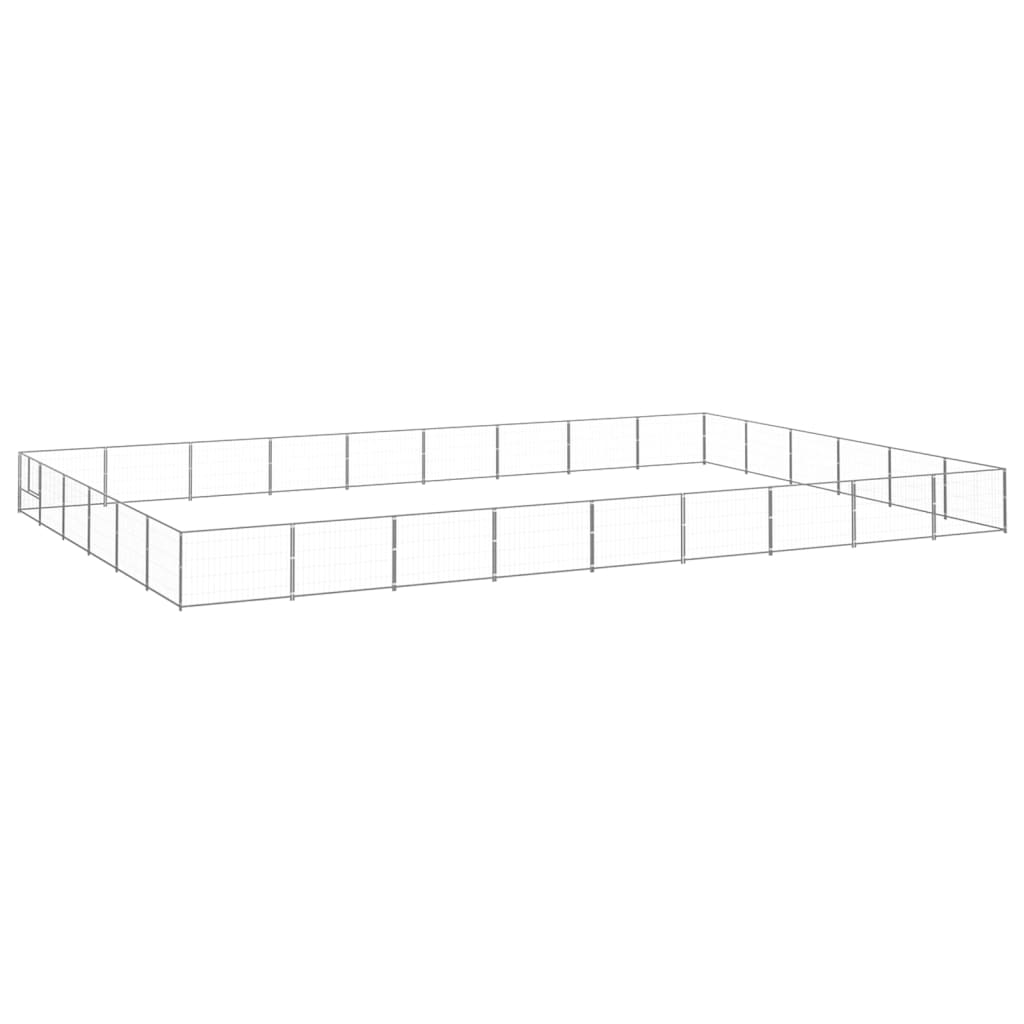 Vidaxl Dog Kennel 54 m² stål sølvfarvet