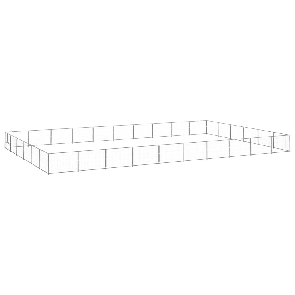 Vidaxl Dog Kennel 60 m² stål sølvfarvet