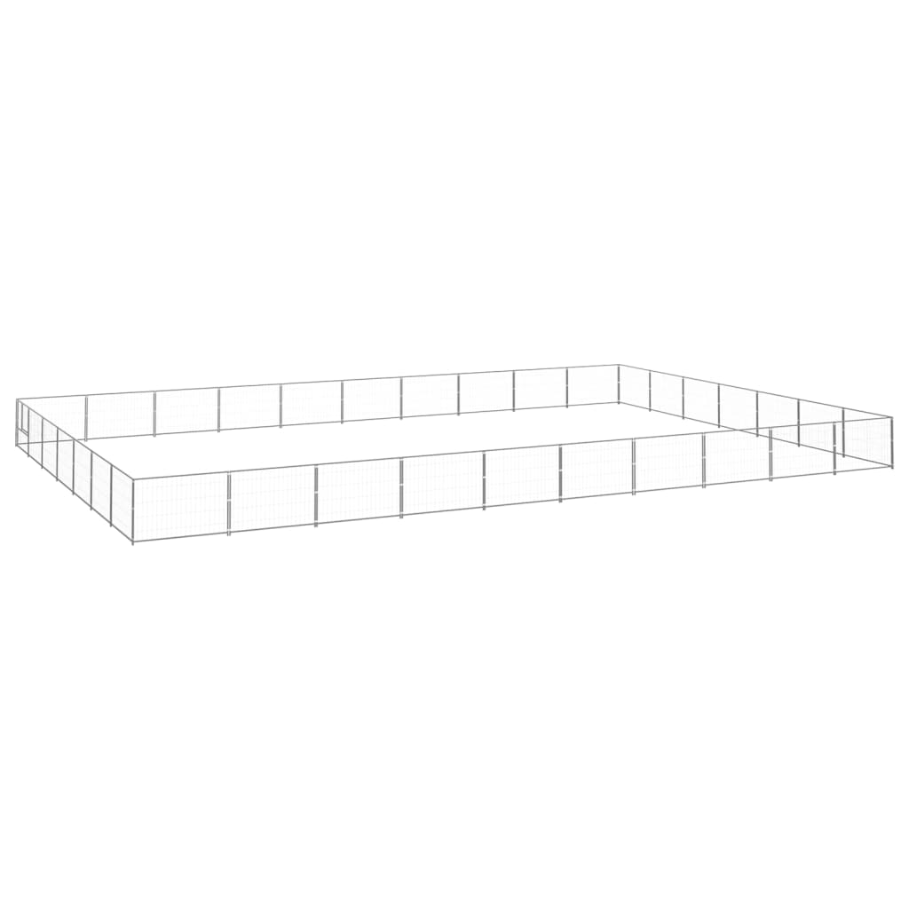 Vidaxl Dog Kennel 70 m² stål sølvfarvet