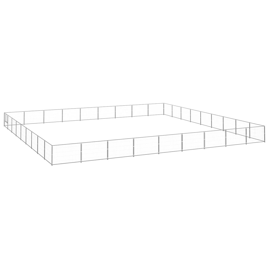 Vidaxl Dog Kennel 81 M² stål sølvfarvet