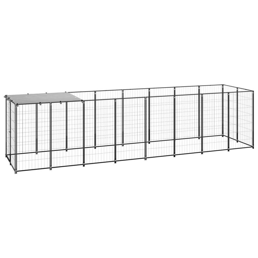 Vidaxl Dog Kennel 4.84 M² Steel Black