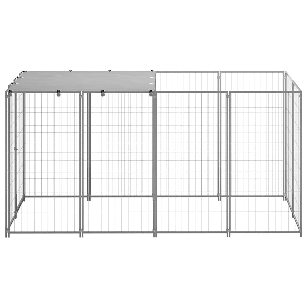 Vidaxl Dog Kennel 2.42 m² stål sølvfarvet