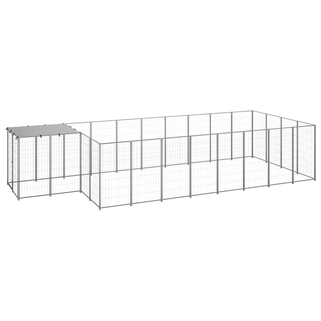 Vidaxl Dog Kennel 10,89 m² stål sølvfarvet