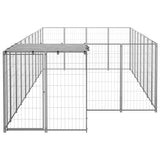 Vidaxl Dog Kennel 10,89 m² stål sølvfarvet