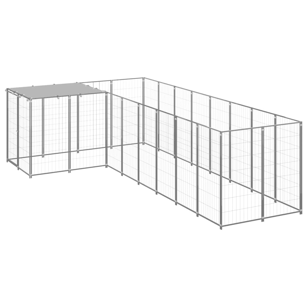 Vidaxl Dog Kennel 6,05 m² stål sølvfarvet