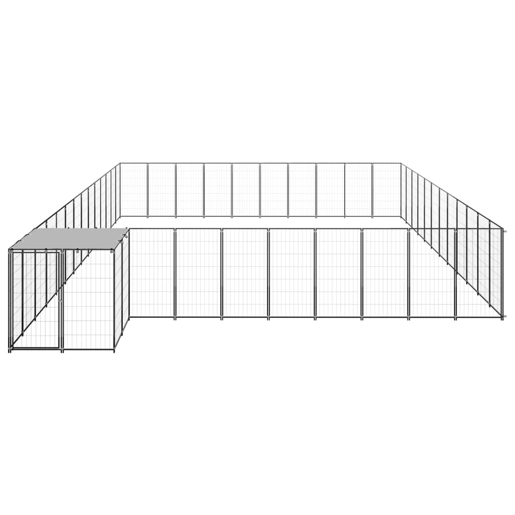 Vidaxl Dog Kennel 37,51 m² stål sort
