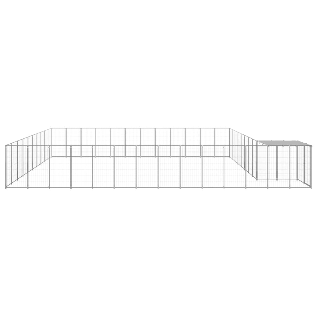 Vidaxl Dog Kennel 37,51 m² stål sølvfarvet