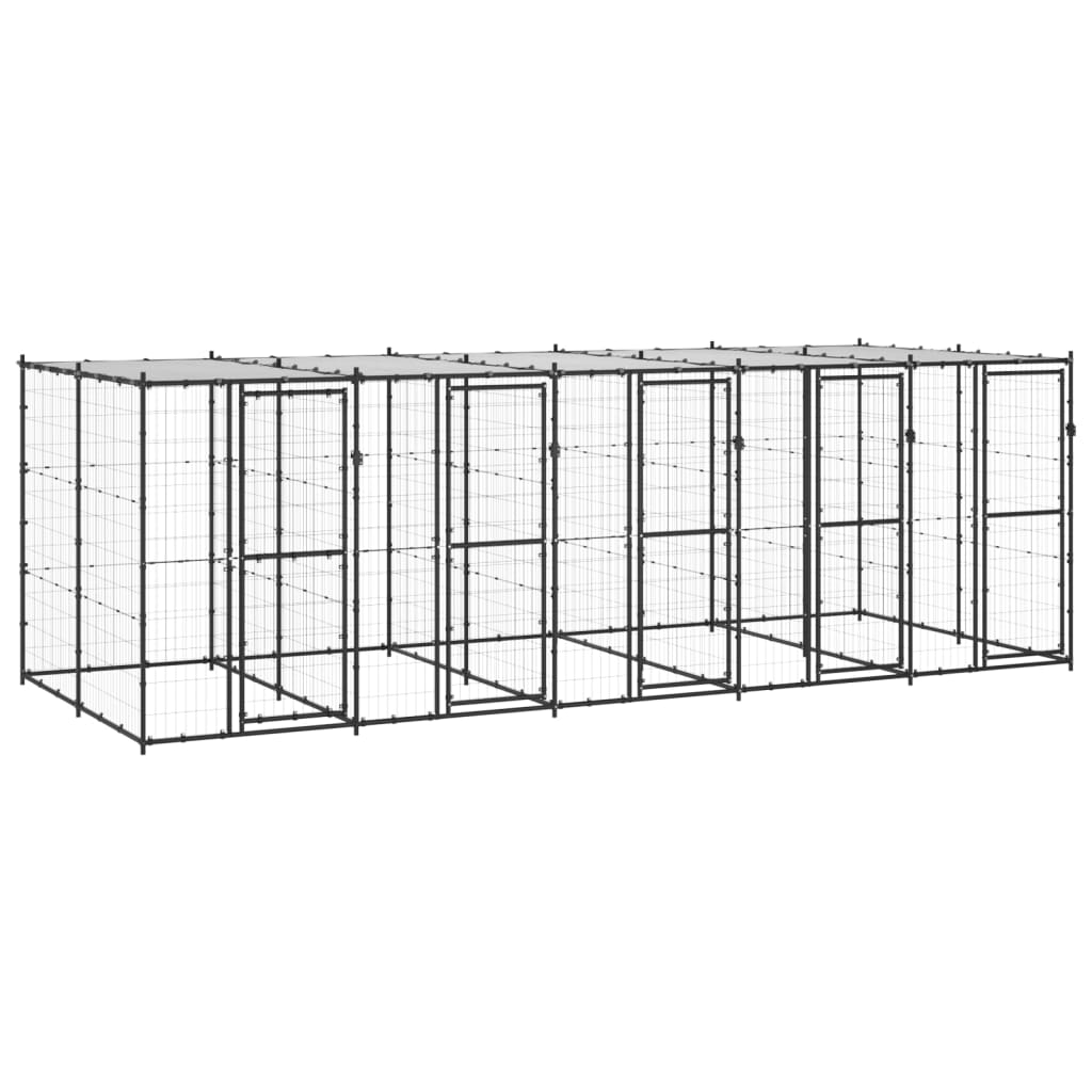 Vidaxl Dog Kennel med tag 12,1 m² stål