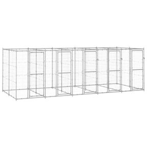 Vidaxl Dog Kennel 12,1 m² Galvaniseret stål