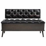 Vidaxl opbergbank met rugleuning 110 cm kunstleer zwart