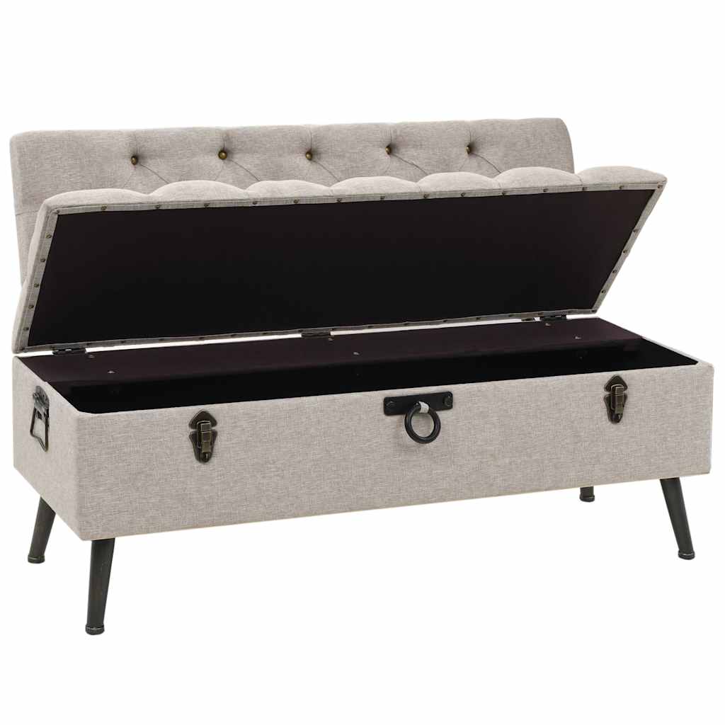 Vidaxl opbergbank met rugleuning 110 cm stof crèmekleurig