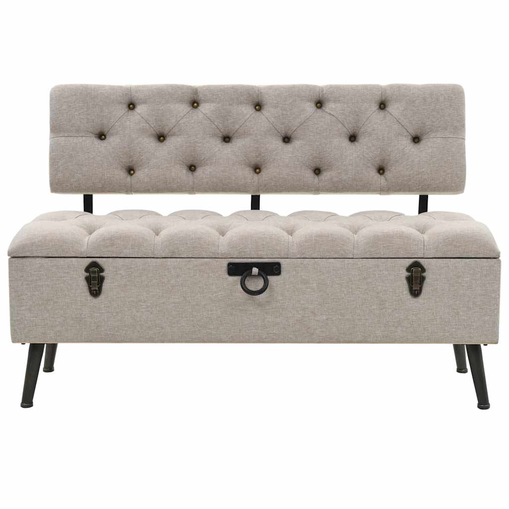 Vidaxl opbergbank met rugleuning 110 cm stof crèmekleurig