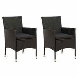 Vidaxl tuinstoelen 2 st met kussens poly rattan zwart