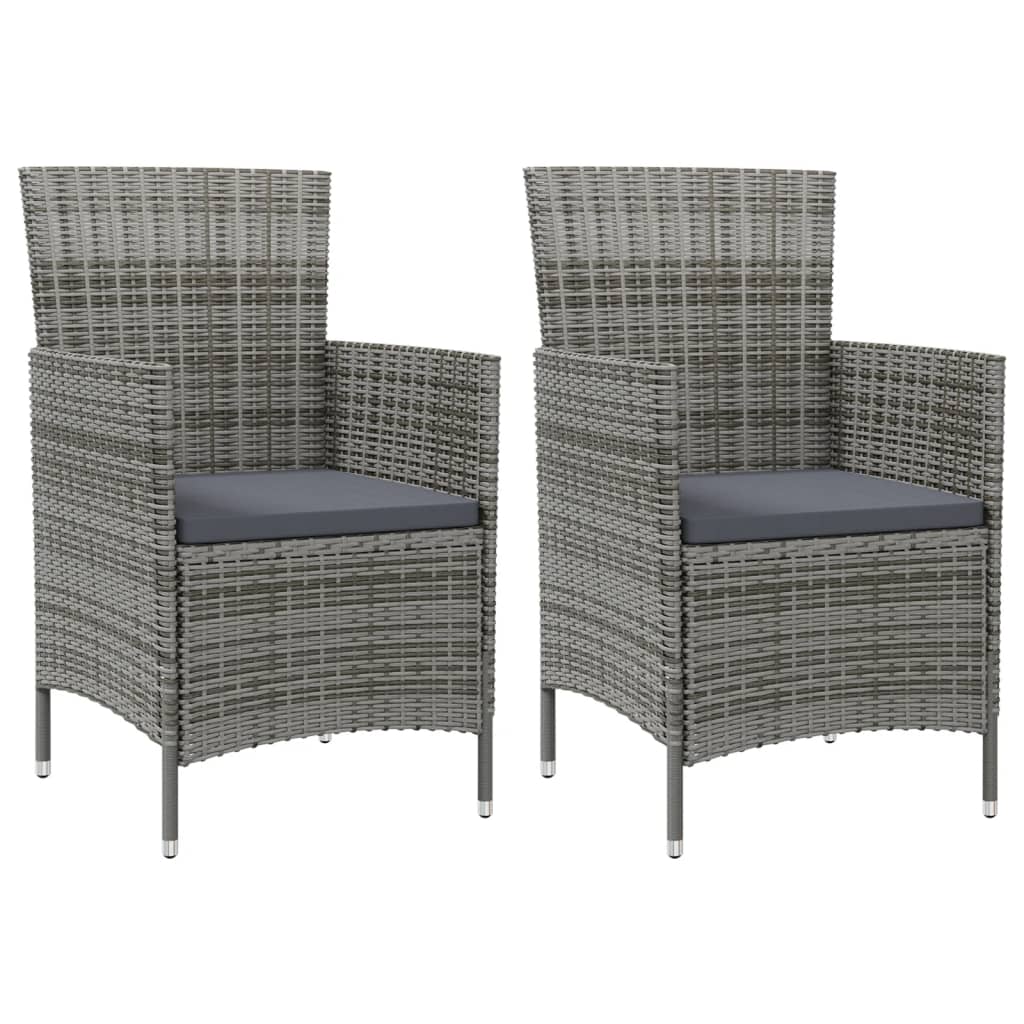 Vidaxl tuinstoelen 2 st met kussens poly rattan grijs