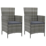 Vidaxl tuinstoelen 2 st met kussens poly rattan grijs