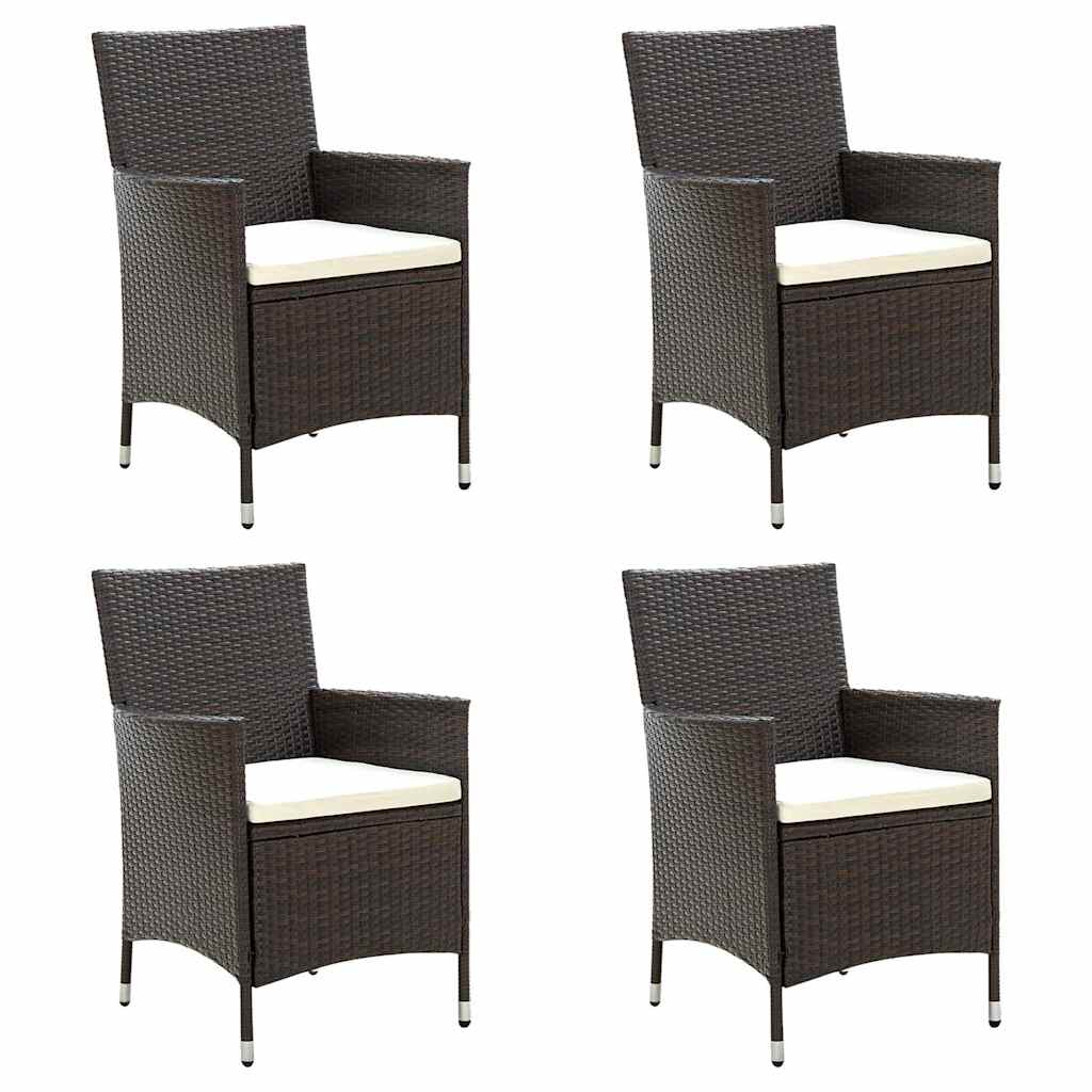 Vidaxl tuinstoelen 4 st met kussens poly rattan bruin
