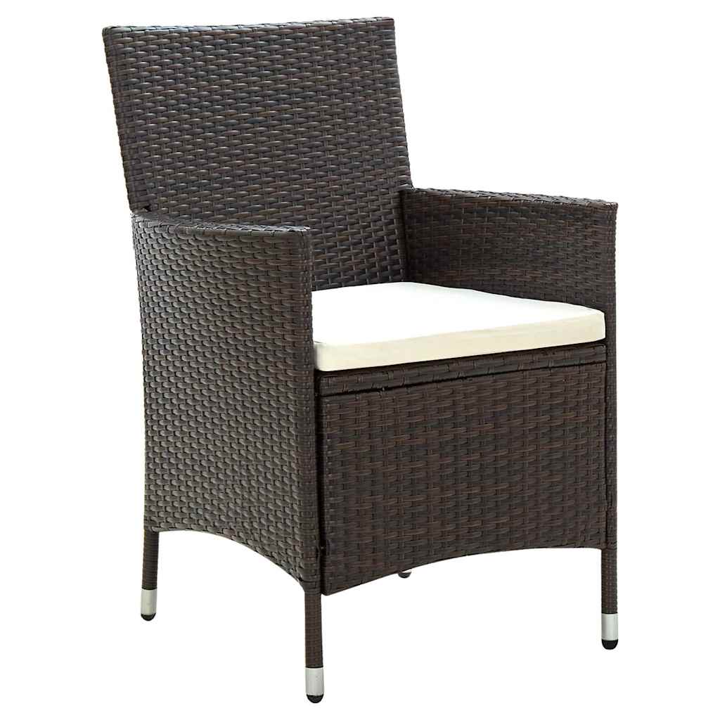 Vidaxl tuinstoelen 4 st met kussens poly rattan bruin