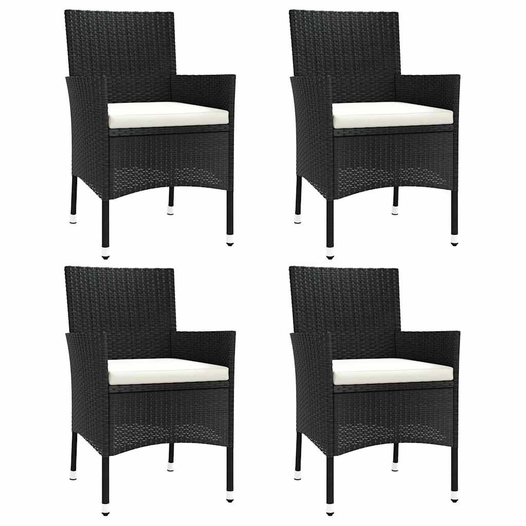 Vidaxl tuinstoelen 4 st met kussens poly rattan zwart