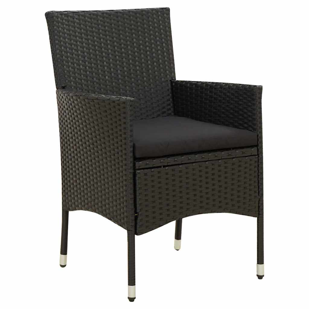 Vidaxl tuinstoelen 4 st met kussens poly rattan zwart