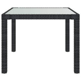 Vidaxl tuintafel 90x90x75 cm gehard glas en poly rattan zwart