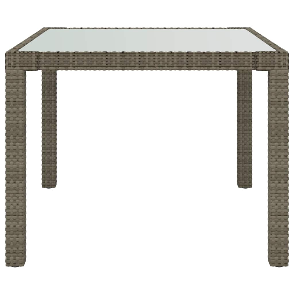 Vidaxl tuintafel 90x90x75 cm gehard glas en poly rattan grijs