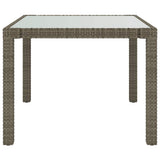 Vidaxl tuintafel 90x90x75 cm gehard glas en poly rattan grijs