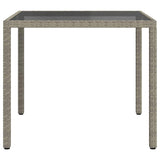 Vidaxl tuintafel 90x90x75 cm gehard glas en poly rattan grijs