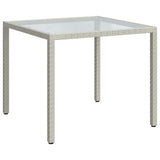 Vidaxl tuintafel 90x90x75 cm gehard glas en poly rattan wit