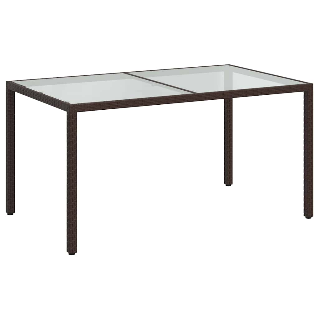Vidaxl tuintafel 150x90x75 cm gehard glas en poly rattan bruin