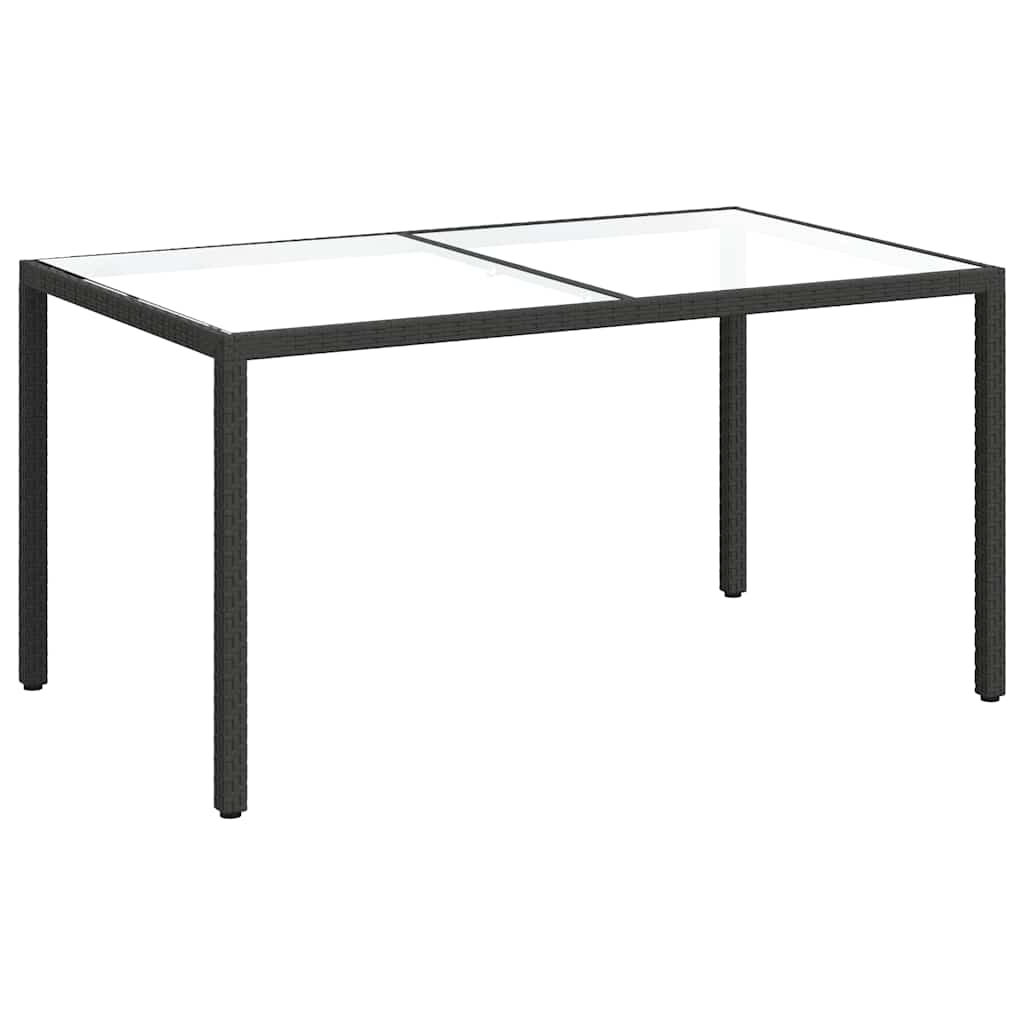 Vidaxl tuintafel 150x90x75 cm gehard glas en poly rattan zwart