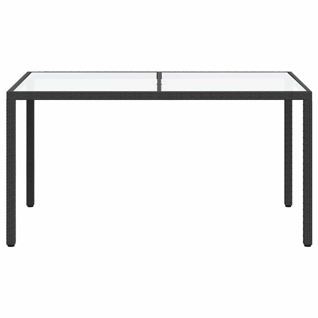 Vidaxl tuintafel 150x90x75 cm gehard glas en poly rattan zwart