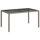 Vidaxl tuintafel 150x90x75 cm gehard glas en poly rattan grijs