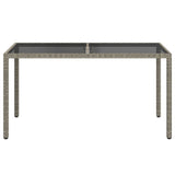 Vidaxl tuintafel 150x90x75 cm gehard glas en poly rattan grijs