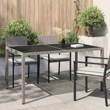Vidaxl tuintafel 150x90x75 cm gehard glas en poly rattan grijs