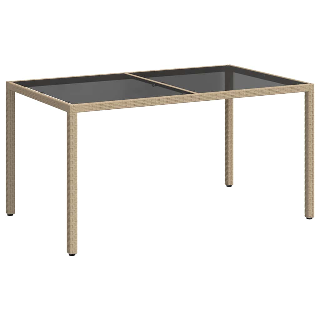 Vidaxl tuintafel 150x90x75 cm gehard glas en poly rattan beige